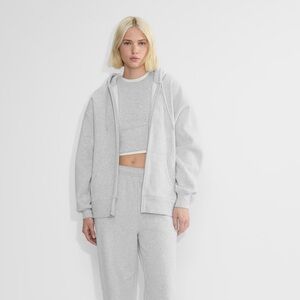 ARMritzia TNA grey cozy fleece boyfriend zip up hoodie